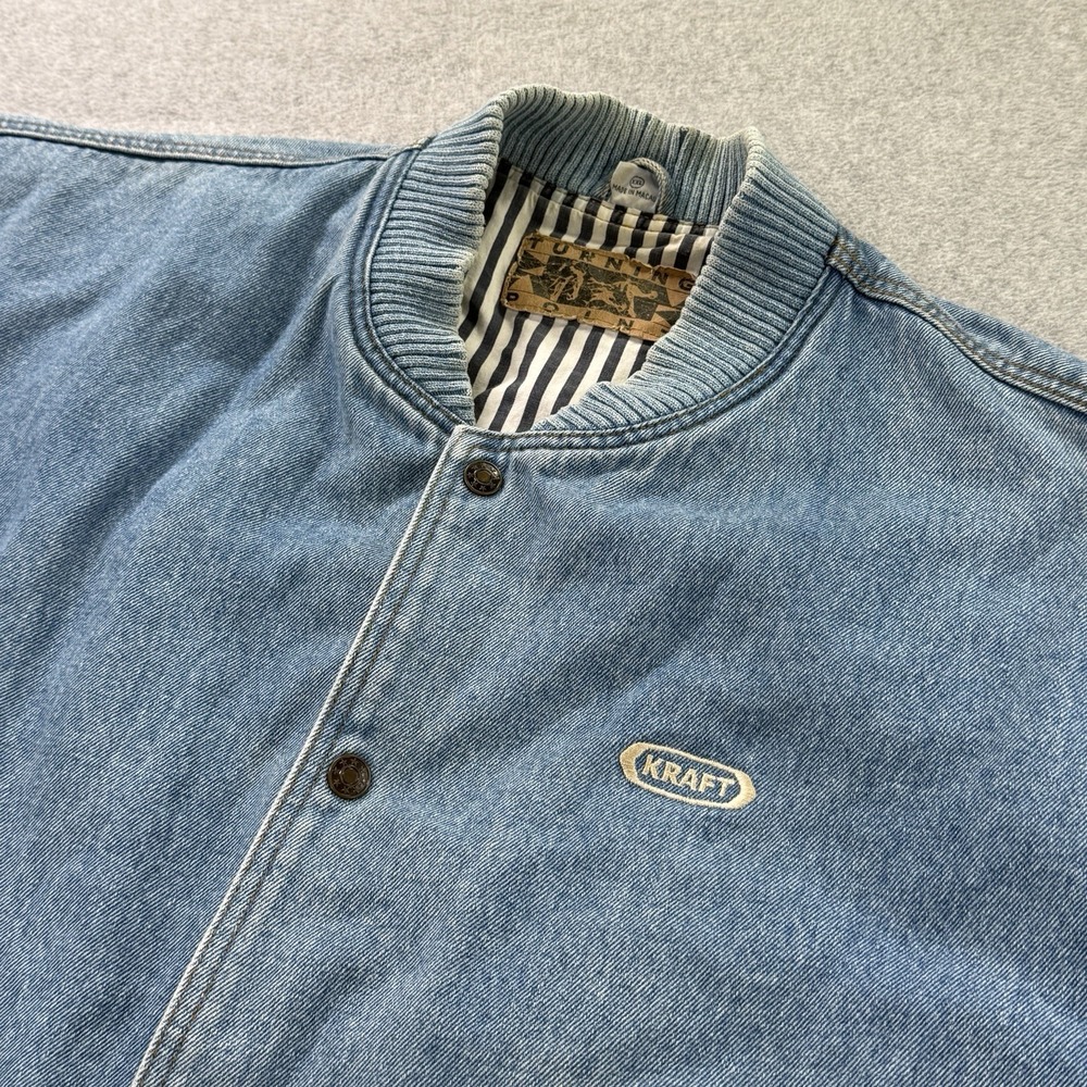 Vintage 90s Kraft Foods Denim Bomber Jacket XXL Turning‎ Point Made